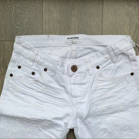 Revolve One Teaspoon White Freebirds Skinny Jeans Denim Ankle Zip lowrise Sz 26 - Picture 9 of 16